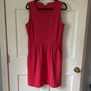 Garnet Hill Coral Summer Dress/Beach Cover Sleeveless Scoop Neck And Pockets